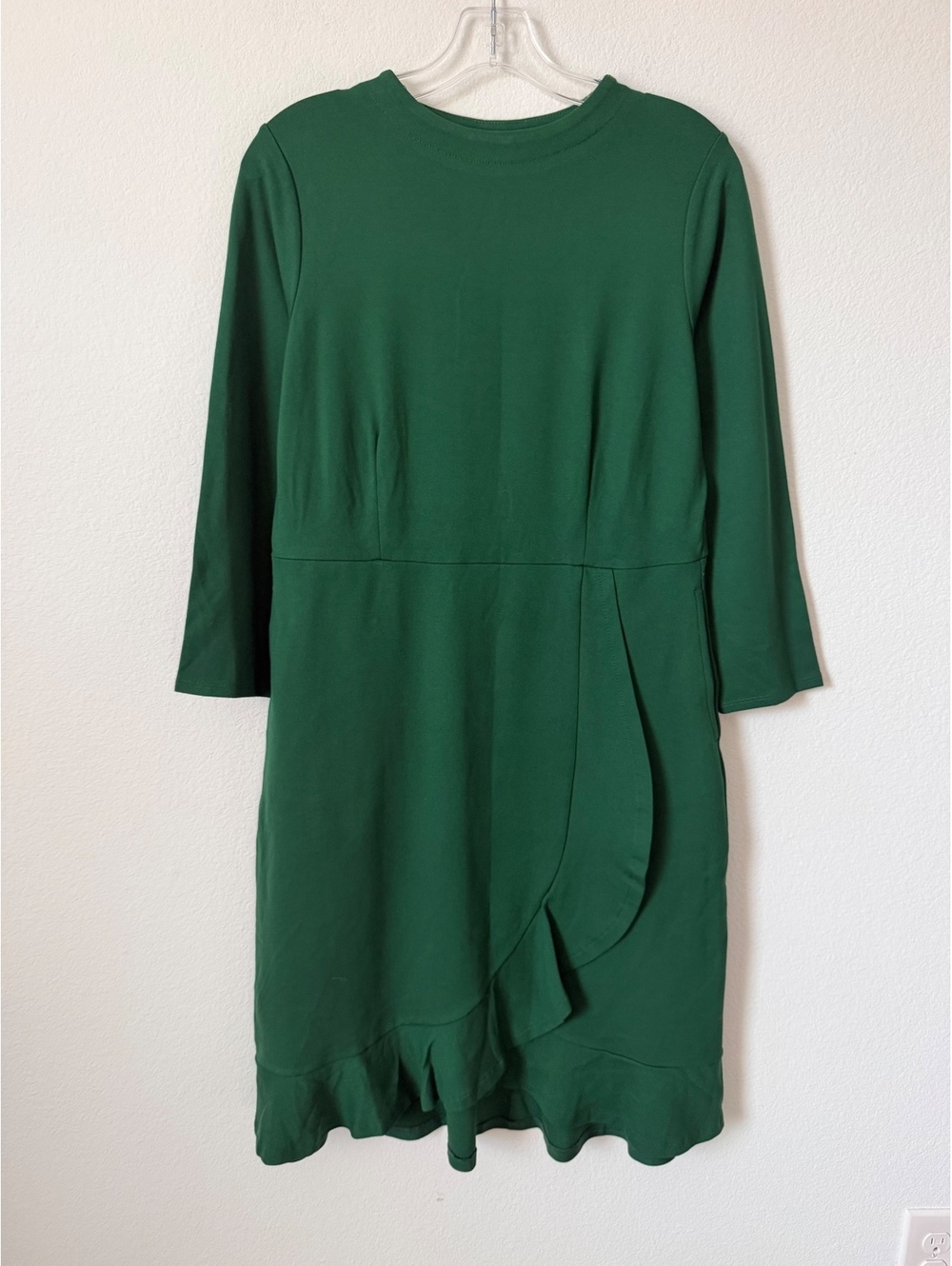 J. Jill NWT 3/4 Sleeve Round Neck Ruffled Faux Wrap Sheath Dress Women's Size S